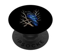 Corbeau Bleu perché Branche Sombre Faune Gothique Oiseau PopSockets PopGrip Adhésif