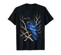 Corbeau Bleu perché Branche Sombre Faune Gothique Oiseau T-Shirt
