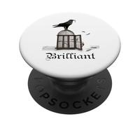 Corbeau brillant avec clé de déverrouillage Cage Corbeau Blackbird Raven PopSockets PopGrip Adhésif