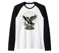 Corbeau Celtique Nordique rétro Vintage Viking Manche Raglan