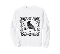 Corbeau Corbeau avec Tasse à café Cadre Floral Vintage Folk Art Sweatshirt