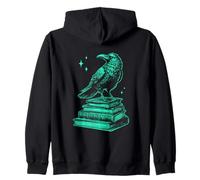 Corbeau de Raven lisant Un Livre Vert néon Gothique Vibrant Sweat à Capuche