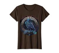 Corbeau D'Odin Viking Midgard Thor Valhalla T-Shirt, Femme, Marron, XS