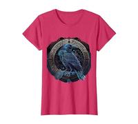 Corbeau D'Odin Viking Midgard Thor Valhalla T-Shirt, Femme, Rouge Chiné, XS