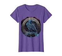 Corbeau D'Odin Viking Midgard Thor Valhalla T-Shirt, Femme, Violet Chiné, XS