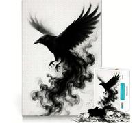 Corbeau en vol avec fumée Puzzle de 1000 pièces pour Adultes Stimule la mémoire et réduit Le Stress Cadeau mémorable Assembler (38x26cm)