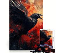 Corbeau en vol︰ Puzzle Abstrait de 1000 pièces pour Adultes et Adolescents, Jeu d'adresse apaisant et Amusant, Bords serrés, Cadeau de Festival (38x52cm)