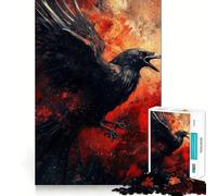 Corbeau en vol︰ Puzzle Abstrait de 1000 pièces pour Adultes et Adolescents, Jeu d'adresse apaisant et Amusant, Bords serrés, Cadeau de Festival (38x52cm)