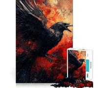 Corbeau en vol︰ Puzzle Abstrait de 1000 pièces pour Adultes Jeu de réflexion Découpe de précision Cadeau élégant (50x75cm)