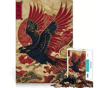 Corbeau en vol, Puzzle de Style Japonais pour Adolescents, 1000 pièces, Jeu de réflexion, évasion et Calme, Bords précis, Cadeau Exceptionnel (38x52cm)