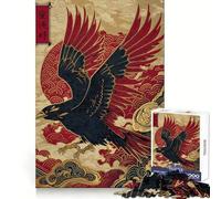 Corbeau en vol, Style Artistique Japonais, Puzzle de 1000 pièces pour Adolescents, Jeu de logique Transparente, Moment paisible, découpe Parfaite, liste de souhaits du Père Noël (50x75cm)
