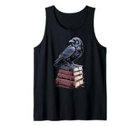 Corbeau esthétique sombre sur des livres, design littéraire gothique amusant Débardeur