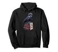 Corbeau esthétique sombre sur des livres, design littéraire gothique amusant Sweat à Capuche
