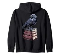 Corbeau esthétique sombre sur des livres, design littéraire gothique amusant Sweat à Capuche