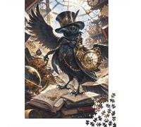 Corbeau Horloge Livre 1000pcs Mini Puzzle pour Adultes Difficile | 38x26cm Carton Décor Salon Structure Durable Cadeau Anniversaire Soulagement Du Stress