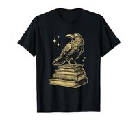 Corbeau Jaune Livre Lecture Art Gothique T-Shirt