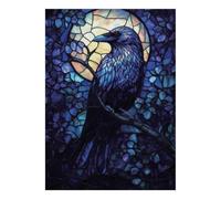 Corbeau Lune Verre Puzzle, 1000 Pièces pour Adultes Haute Qualité