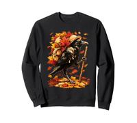 Corbeau Mignon randonnée avec Feuilles d'automne Animaux de la forêt Randonneur Sweatshirt