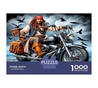 Corbeau Motard Pirate 1000 Pièces Puzzle Adultes Charme Rebelle Puzzle Carton Extra-épais - Anti-Stress Voyage, Noël Cadeau 12+, Entraînement Cérébral Sympa 70x50cm/1000pcs
