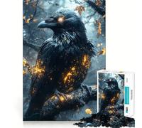 Corbeau Mystique aux Plumes Lumineuses Puzzle de 1000 pièces pour Adolescents Développement de la mémoire Conception Anti-Stress Cadeau touchant (38x52cm)