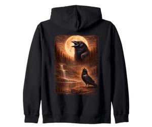 Corbeau Mystique Vintage Hurlant à la Lune Sweat à Capuche