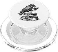 Corbeau Noir Assis sur des Livres Gothique Corbeau Noir Amateur PopSockets PopGrip pour MagSafe