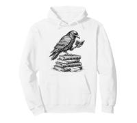 Corbeau Noir Assis sur des Livres Gothique Corbeau Noir Amateur Sweat à Capuche
