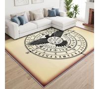 Corbeau Noir Boussole Magique Tapis Salon 40x60cm, Lavable Moquette | Tapis de Salon Antidérapant à Poil Ras, Corbeau Fantastique Viking Doux Tapis Chambre Adulte pour Salle à Manger Couloir