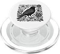 Corbeau Noir décoratif Silhouette de Corbeau Floral Gothique Oiseau PopSockets PopGrip pour MagSafe