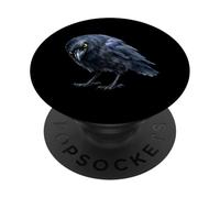 Corbeau Noir réaliste Bleu Noir Oiseau Noir drôle Corbeau Amoureux des Oiseaux PopSockets PopGrip Adhésif