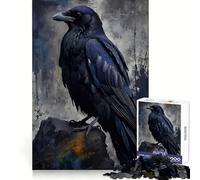 Corbeau perché sur Un Rocher Puzzle de 1000 pièces Art numérique pour Adolescents Jeu de Puzzle Stimulant la réflexion Activité de Groupe Cadeau Classique Assembler (38x52cm)