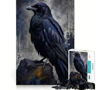 Corbeau perché sur Un Rocher Puzzle de 1000 pièces Art numérique pour Adolescents Stimule la mémoire Détente en Douceur Coupe Premium Surprise d'anniversaire (38x26cm)