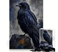 Corbeau perché sur Un Rocher Puzzle numérique 1000 pièces pour Adolescents Jeu de logique Découpe précise Collection d'œuvres d'art (50x75cm)