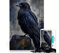 Corbeau perché sur Un Rocher Puzzle numérique 1000 pièces pour Adolescents Jeu de logique Découpe précise Collection d'œuvres d'art (50x75cm)