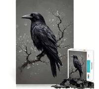 Corbeau perché sur Une Branche hivernale Puzzle de 1000 pièces pour Adolescents Stimule la mémoire Détente en Douceur Coupe Premium Surprise d'anniversaire (38x52cm)