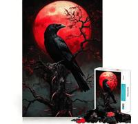 Corbeau sous la Lune de Sang Puzzle de 1000 pièces pour Adultes Cadeau Stimulant pour l'esprit Jeu de Loisirs Facile Découpe précise Cadeau spécial (50x75cm)