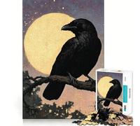 Corbeau sous la Pleine Lune Puzzle de 1000 pièces pour Adultes Jeu de réflexion Image Douce et relaxante Assembler Joli Cadeau (38x26cm)