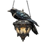 Corbeau sur Lanterne Sun Catcher Corbeau Gothique sur Lanterne Décoration 2D Acrylique Sun Catcher Faux Vitrail Fenêtre Suspendue d'halloween pour Décoration de Fête Dark Academia à la Maison