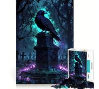 Corbeau sur Pierre tombale︰ Gardien des tombes Antiques Puzzle de 1000 pièces pour Adultes Jeu d'exercice Mental Découpe de précision Cadeau élégant (50x75cm)