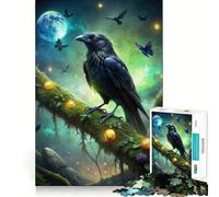 Corbeau sur Une Branche moussue avec des Papillons Puzzle 1000 pièces pour Adolescents Jeu de logique et de détente Découpe précise Cadeau Artistique (38x52cm)