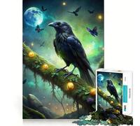 Corbeau sur Une Branche moussue avec des Papillons Puzzle de 1000 pièces pour Adultes Jeu de réflexion et de détente Découpe de précision Cadeau élégant (50x75cm)