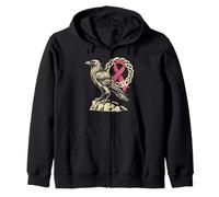 Corbeau Viking Nordique - Cancer du Sein - Ruban Rose Sweat à Capuche