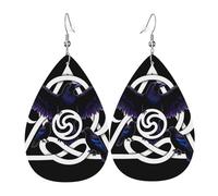 Corbeaux Dans L'Art Des Entrelacs Et De La Géométrie Sacrée Boucles D'Oreilles En Cuir Double Face Boucle D'Oreille Légères Pendantes En Cuir Pour Décorations Femme