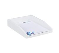 Corbeille à Courrier Empilable, Lot de 2, Papier Format A4, Bureau, Range-Documents & Lettres, Bambou, 6x25x33cm, Blanc