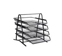 Corbeille à courrier empilable Simple Houseware avec grille métallique, lot de 4, noir