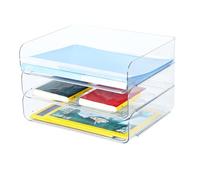 Corbeille à courrier empilable Stable-Bac à courrier - Organisateur de Bureau - Porte-Documents A4(Transparent-3 Couches)
