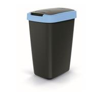 Keden Compacta Q Poubelle avec couvercle pivotant et rabattable - 12 l - En plastique - Pour tri sélectif des déchets - Poubelle de recyclage - Noir/bleu clair