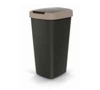 Corbeille à déchets KEDEN COMPACTA Q 25 litres poubelle NSAB25-WG5C - noir avec cadre marron clair