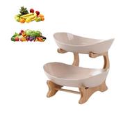 Corbeille à fruits à 2 niveaux, étagère à légumes, panier à pain, étagère en bois PP pour bol à fruits, plateau de service, corbeilles à fruits, étagère de rangement pour légumes pour cuisines, maison