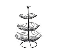 Corbeille à Fruits à 3 Étages - Panier en Métal pour Légumes - Étagère sur Pied en Fer - Plateau Décoratif et de Service - Suspendu (Noir)